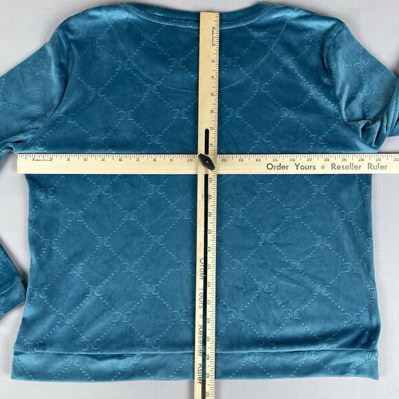 Juicy Couture Velour Lounge Wear Pajama Top Women’s Med Teal Blue Cozy Comfort - Picture 16 of 16
